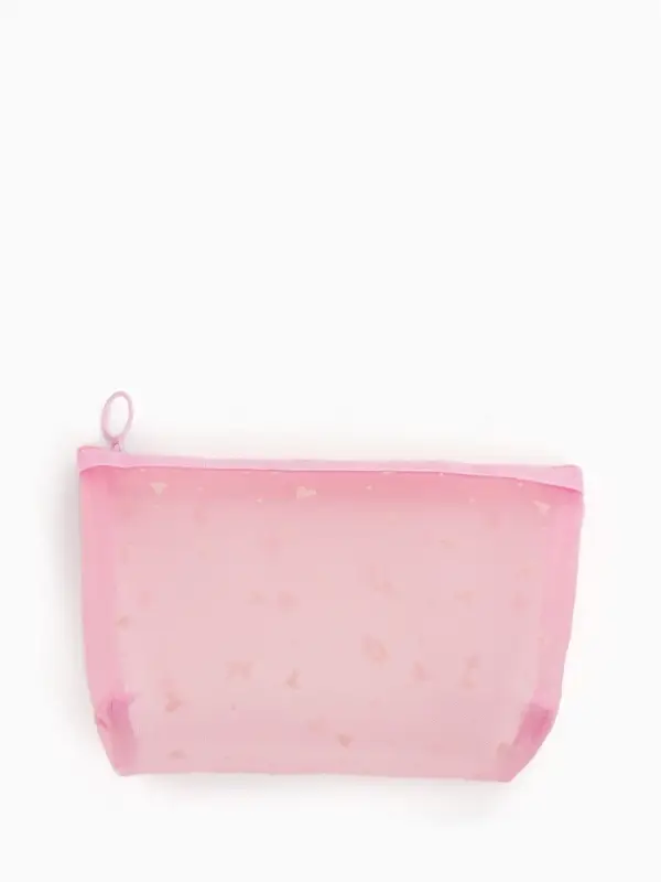 Косметичка дор Сердца, сетка 17*6,5*13,5, отд на молнии, розовый Косметичка дор Сердца, сетка 17*6,5*13,5, отд на молнии, розовый