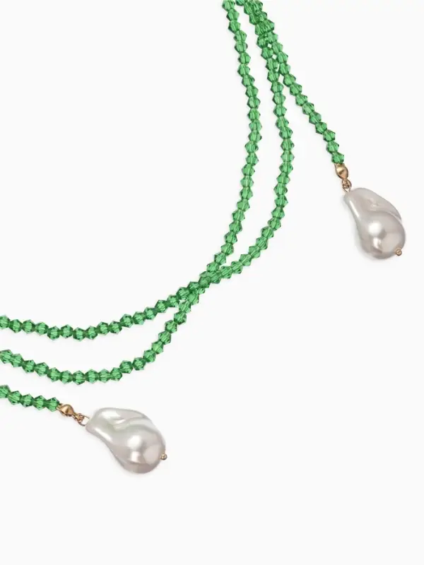 Бусы бисерные с подвесами жемчуг &laquo;Нить стекла&raquo;, L=120 см, №2, зелёные