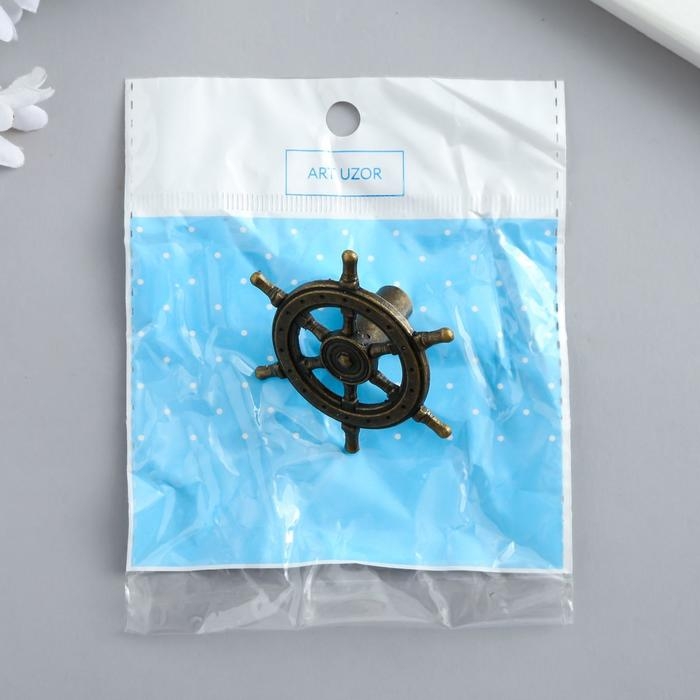 Ручка для шкатулки металл Ручка для шкатулки металл "Штурвал" бронза 5,5х5,5х2,5 см