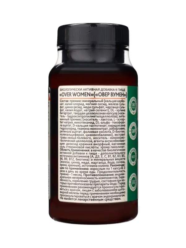 Женский комплекс OVER WOMEN OVERvit, витамины и минералы, 60 капсул