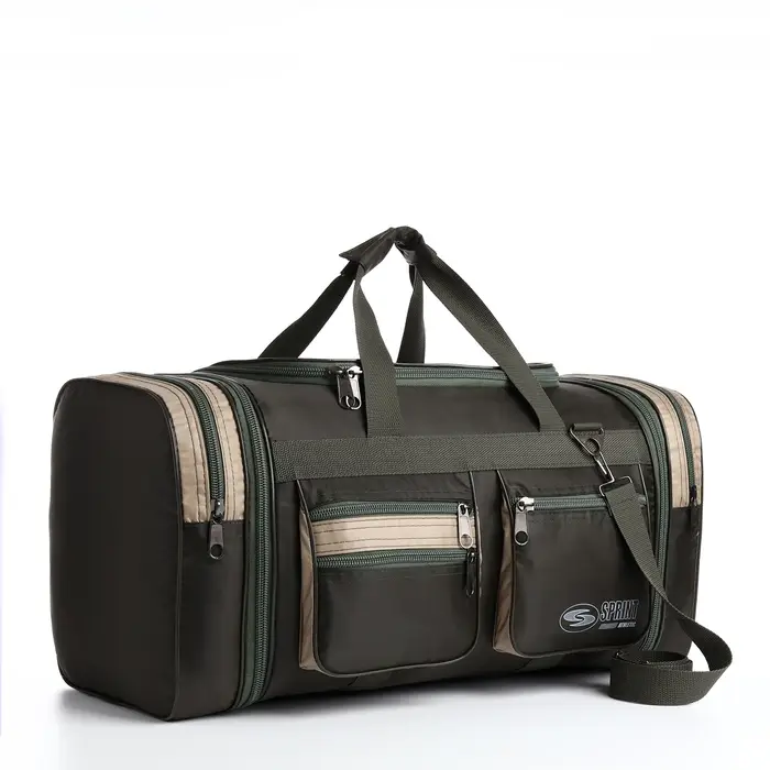 Сумка дорожная на молнии, с увеличением, 5 наружных карманов, цвет хаки Сумка дорожная на молнии, с увеличением, 5 наружных карманов, цвет хаки