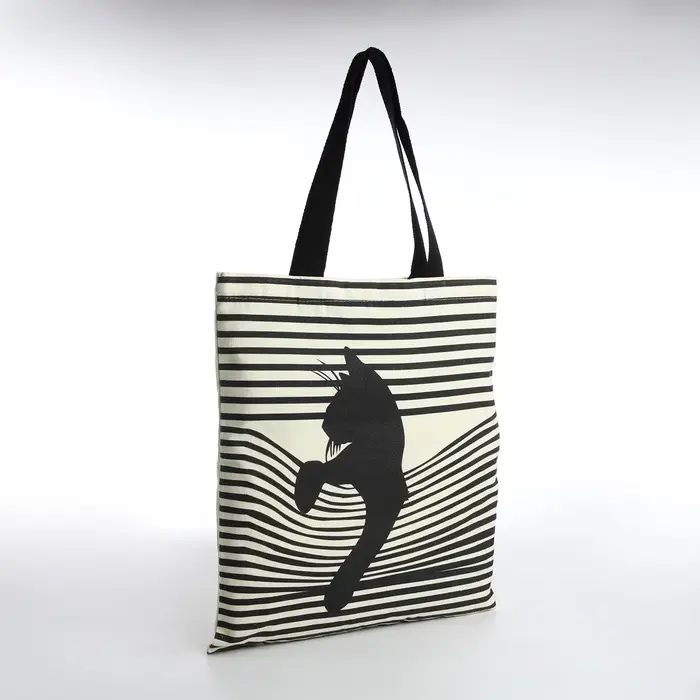 Сумка - шопер без застёжки, с принтом, 35&times;0.5&times;40 см, бежевая