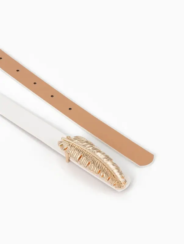 Ремень женский &laquo;Перо&raquo;, гвоздик, 2&times;110 см, без винта, белый