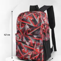 Рюкзак школьный на молнии, с карманами, с принтом, 30&times;13&times;42 см, чёрный