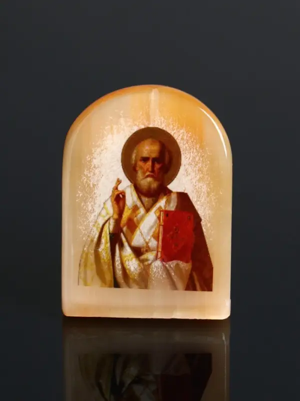 Икона Николай Угодник, 6х5 см, селенит Икона Николай Угодник, 6х5 см, селенит
