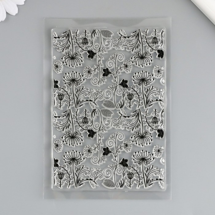 Штамп для творчества силикон Штамп для творчества силикон "Цветы хризантемы" 14,2х9,7см