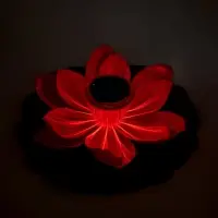 Садовый светильник для водоемов 28 х 28 х 9 см на солнечной бат-е "Лотос" красный N008