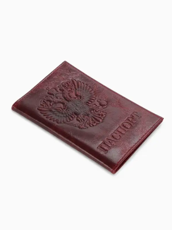 Обложка для паспорта, из натуральной кожи, бордовая