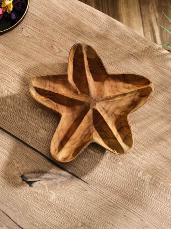 Менажница "Морская звезда" дерево Джати, 24х24х5 см, цв. коричневый