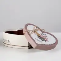 Набор подарочных коробок сердце 3 в 1, &laquo;Пионы&raquo; коричневый, 21&times;19&times;9 - 15.5&times;14&times;6 см