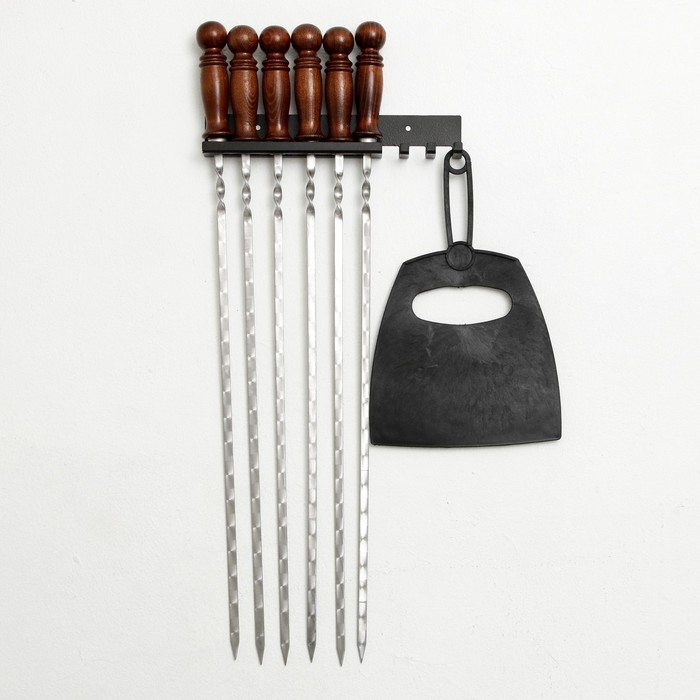 Набор для шашлыков  Набор для шашлыков "Мангалыч" шампур 50 см - 6 шт, опахало, подвес