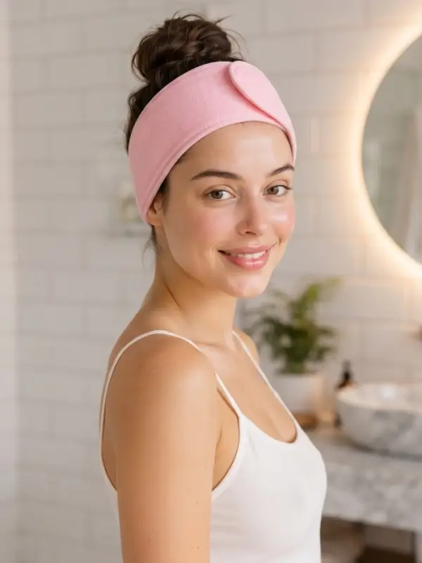 Повязка на голову для умывания и макияжа LoveLife, 9&times;60 см, микрофибра, розовая