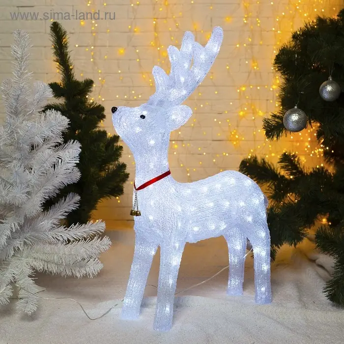 Светодиодная фигура &laquo;Олень гордый&raquo; 52&times;80&times;21 см, акрил, 80 LED, 8 режимов, 24 В, свечение белое