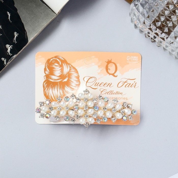 Заколка-автомат для волос Заколка-автомат для волос "Гелая" классика, 10 см, серебристо-белый