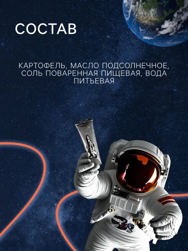 Космическое питание &laquo;Картофель фри&raquo; в тюбике, 115 г