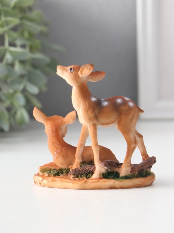Сувенир полистоун  Сувенир полистоун "Два оленёнка" МИКС 10х5,6х9,6 см