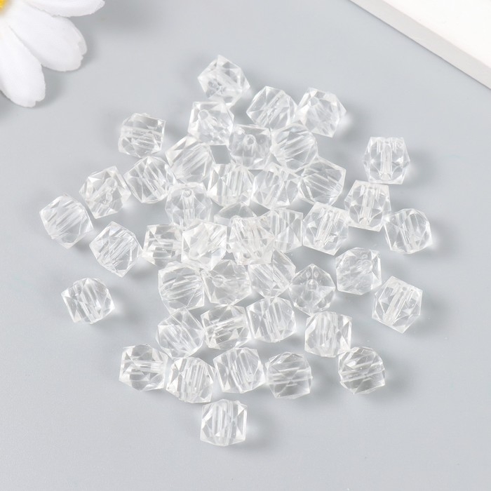 Бусины пластик "Кристалл многогранник прозрачный" набор 20 гр 1х1х1 см