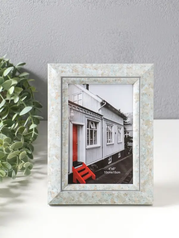 Фоторамка пластик 10х15 см "Марокканская мозаика" оттенки голубого 19,8х15х2 см