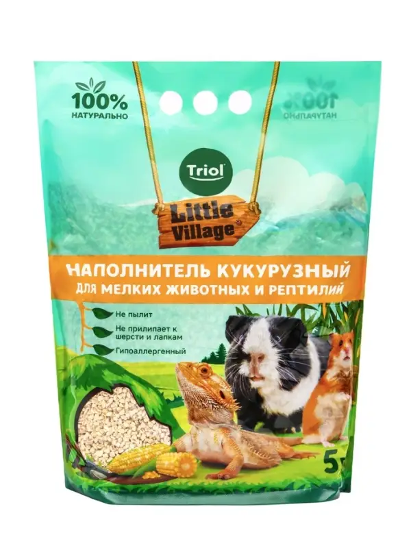 Наполнитель кукурузный для мелких животных и рептилий, 5л, серия LITTLE VILLAGE