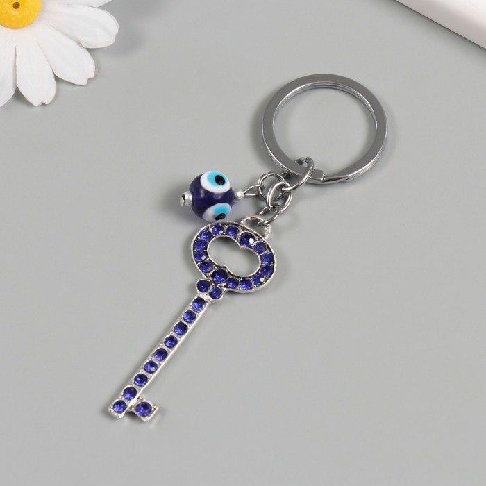 Брелок от сглаза металл Брелок от сглаза металл "Ключ с камушками" 2,4х6,5 см