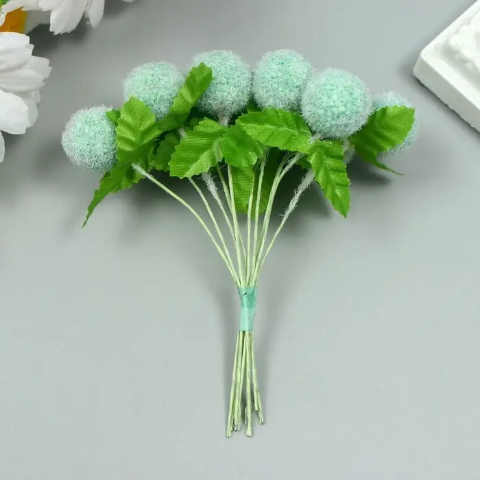 Тычинки для цветов Тычинки для цветов "Шарик мохнатый зелёный" d=1,5-2 см 1 букет=10 шт 10 см