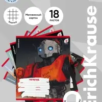 Тетрадь 18 листов в клетку ErichKrause Iron Gear, МИКС