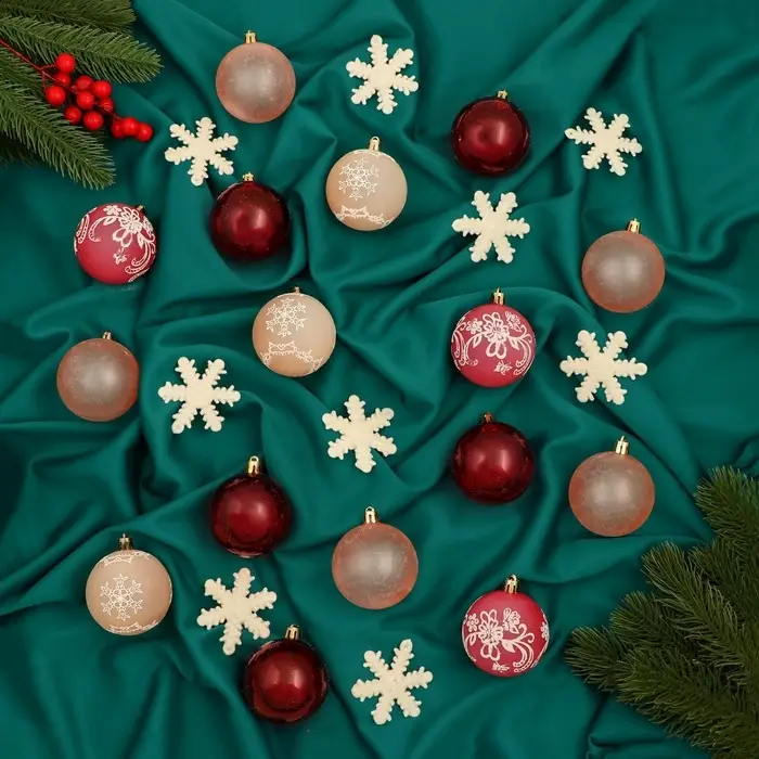 Ёлочные игрушки &laquo;Снежная феерия&raquo; морозец, набор 40 шт., d=6 см, снежинка 6 см, МИКС