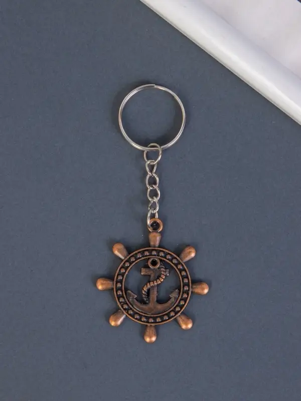 Брелок для ключей на кольце &laquo;Штурвал с якорем&raquo;, металл, 4.5&times;4 см