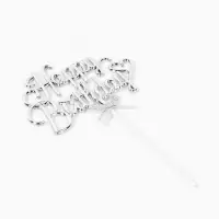 Топпер для торта Happy Birthday, серебряный