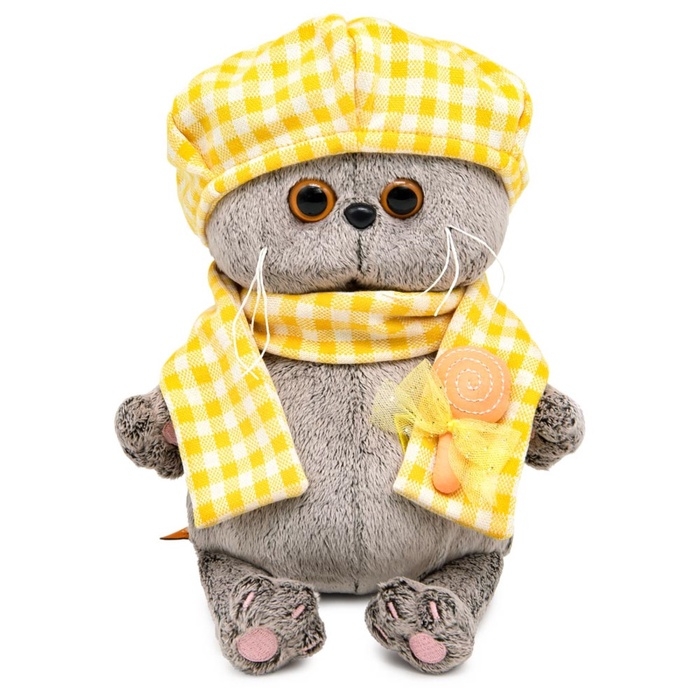 Мягкая игрушка «Кот Басик BABY в берете и шарфе в клетку», 20 см Мягкая игрушка «Кот Басик BABY в берете и шарфе в клетку», 20 см