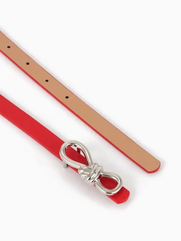 Ремень женский &laquo;Бант&raquo;, серебристая пряжка, 1.5&times;110 см, гвоздик, красный