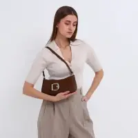 Сумка женская багет на молнии, 26&times;5&times;10.5 см, шоколадная