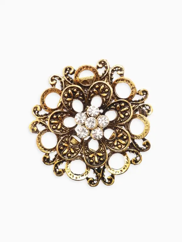 Зажим для платка Зажим для платка "Цветок астры", цвет белый в чернёном золоте