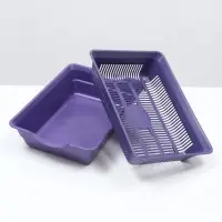 Туалет для кошек, 36&times;25&times;9 см, глубокий, с сеткой, пластик, фиолетовый