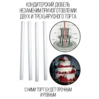 Палочки - дюбели для кондитерских изделий KONFINETTA, набор 8 шт., d=0.9 см, 30 см, пластик, белые