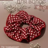 Резинка для волос QF &laquo;Орбита гранд&raquo; горох, 15 см, бело-красная