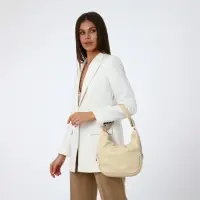 Сумка - мешок женская на молнии, 26&times;10&times;26 см, бежевая