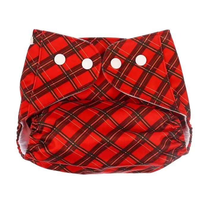 Подгузник многоразовый &laquo;Новогодняя красная клетка&raquo;, 0-36 мес., красный, Крошка Я