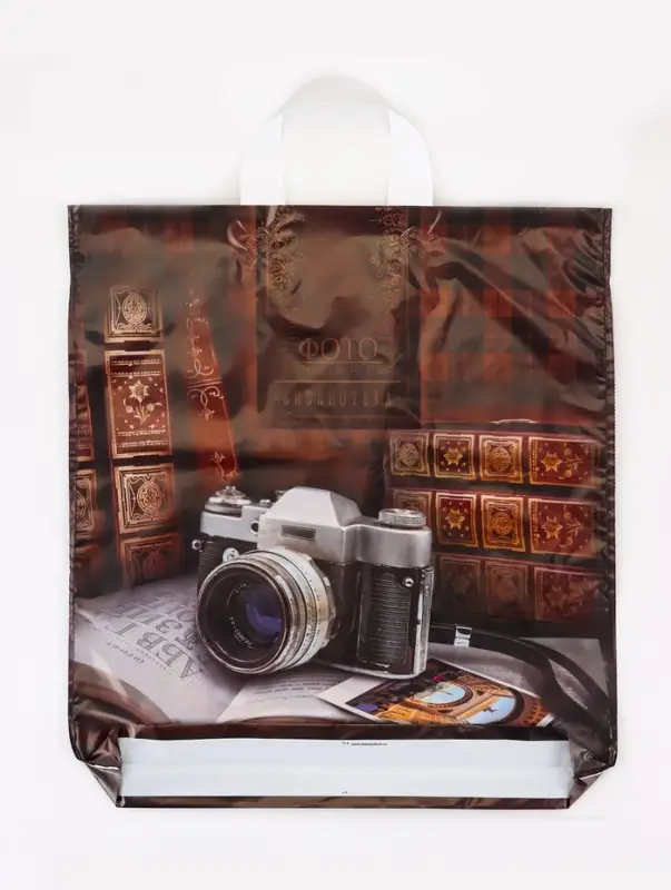 Пакет подарочный &laquo;Библиотека&raquo;, полиэтиленовый с петлевой ручкой, 38&times;42 см, 40 мкм