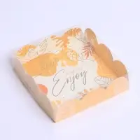 Коробка для печенья, кондитерская упаковка с пластиковой крышкой, Time to enjoy, 10.5 х 10.5 х 3 см