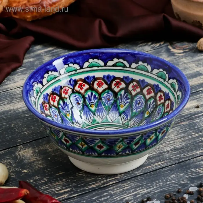 Коса Риштанская Керамика  Коса Риштанская Керамика "Узоры", 18 см, большая, синяя