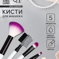 Набор кистей для макияжа COLOR POWER, 5 шт., чёрный, белый