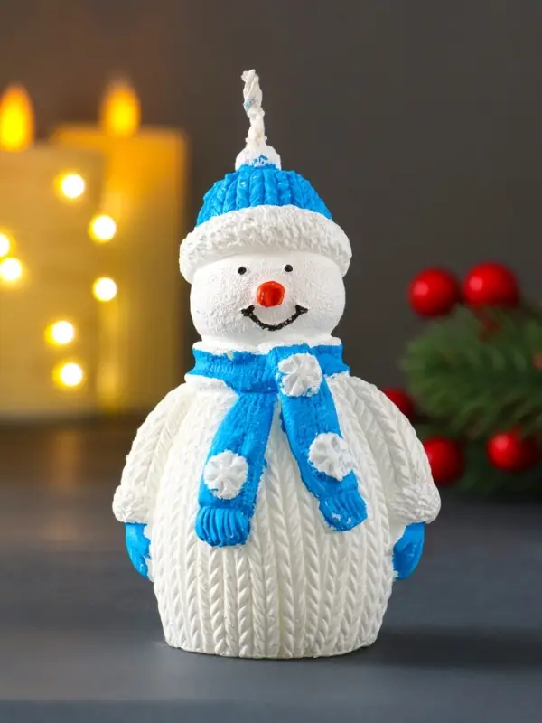 Свеча  Свеча "Снеговик", голубой