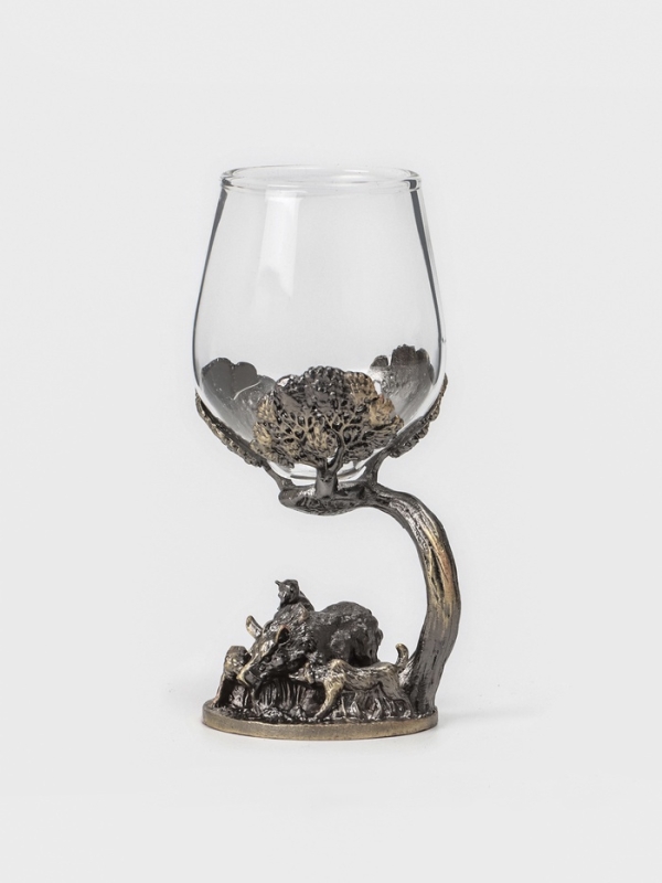 Рюмки для водки "Охота", подарочный набор на 3 персоны, рюмка 50 мл, бронза