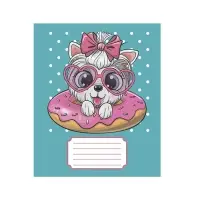 Тетрадь 12 листов в узкую линию Calligrata "Милашки с бантиком", обложка мелованная бумага, ВД-лак, блок офсет, белизна 95%, МИКС