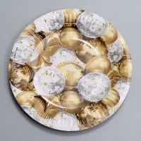 Тарелка одноразовая бумажная «Золотые шары», 18 см