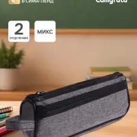 Пенал школьный на молнии Calligrata &laquo;Джинс&raquo;, 2 отделения, текстиль, МИКС
