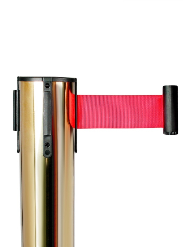 Стойка ограждения зол с вытяжной лентой-470см КРАСНАЯ,высота-90см,d- 8см,напольный d-35см