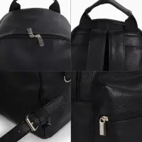 Рюкзак городской TEXTURA на молнии с карманом, размер 30&times;17&times;42 см, чёрный