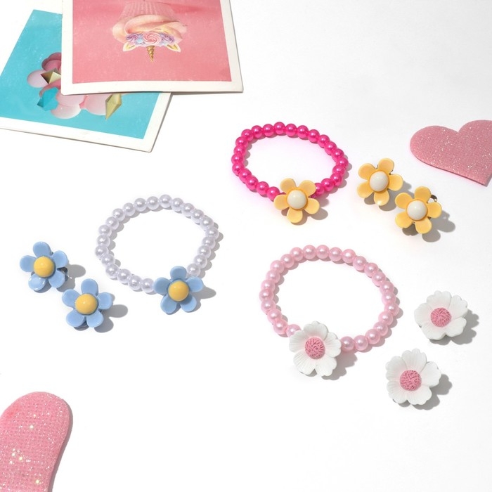 Набор детский «Выбражулька» 2 предмета: клипсы, браслет, лютики, цвет МИКС Набор детский «Выбражулька» 2 предмета: клипсы, браслет, лютики, цвет МИКС